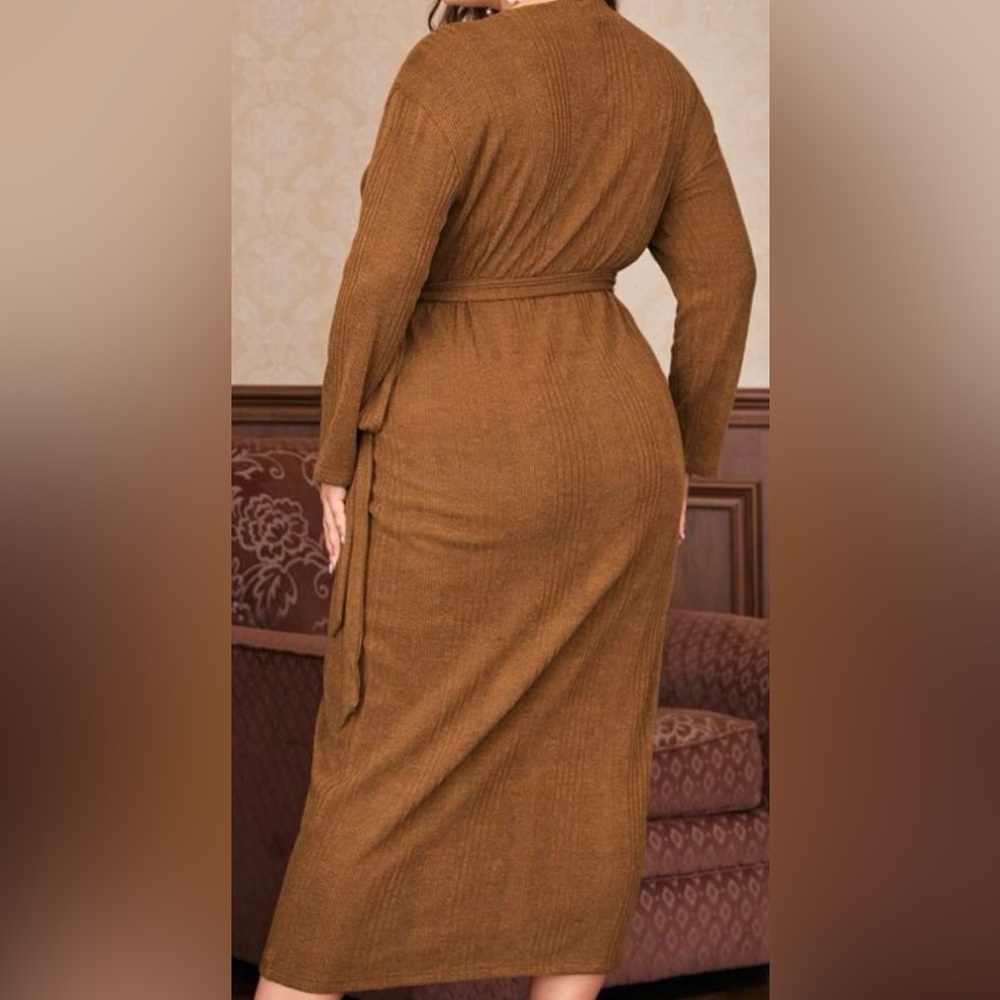 SheIn ribbed knit wrap side knot dress in 2xl in women